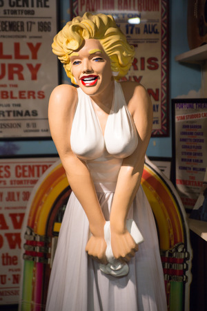 Essex, UK - 31 August, 2018:  Marilyn Monroe vintage figure from the old public house. Stansted Toy Museumのeditorial素材