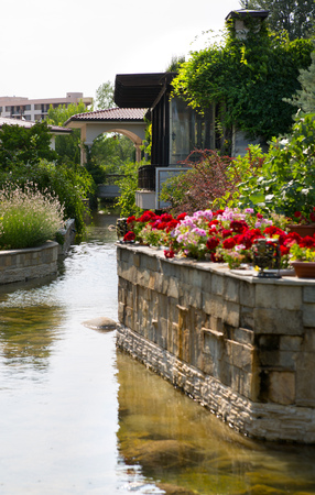 Bulgaria, Sunny Beach - July 13, 2019: Beautiful park of the Helena Palace hotel at Sunny Beach.のeditorial素材