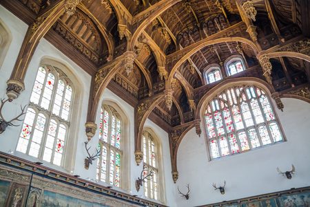 London, UK - July 29, 2019:  Interior of the Hampton court 17th century. Ceiling of the court church.のeditorial素材