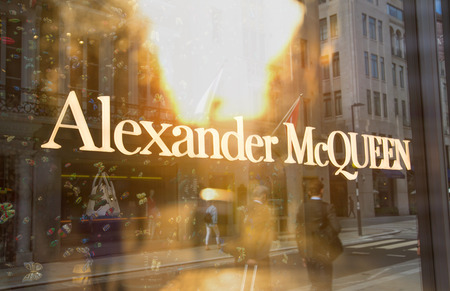 London, UK - August 13, 2019: Saint Laurent Logo brand and shop on the Old Bond Street, major shopping street in the West End of London for luxury designer brands and jewelsのeditorial素材