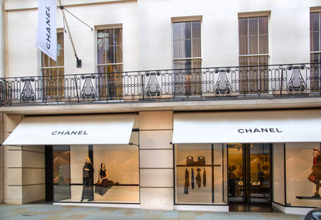 London, UK - August 13, 2019: Dolche and Gabbana Logo brand and shop on the Old Bond Street, major shopping street in the West End of London for luxury designer brands and jewelsのeditorial素材