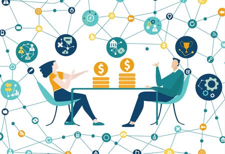 Two business people talking about money making, Business concept illustrationの写真素材