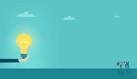 Business people discussing the progress, development and improvement possibility. Business team looking on gears, concept illustrationのイラスト素材