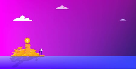 Business people, bankers working together for improving finances. Business concept illustrationのイラスト素材