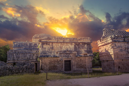 Mexico, Cancun - February 15, 2018: Chichen ItzÃ¡, YucatÃ¡n. Ruins of the private yard, possibly...