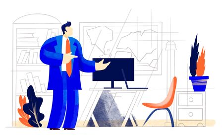 Businessman in office talking and making his point. Business concept illustrationの写真素材