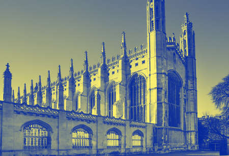 King's college in Cambridge, UK. Monochrome dual tanning effect imageのeditorial素材