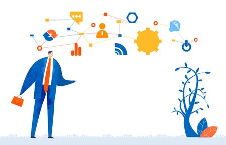 Businessmen making decision, thinking and analysing data, concept illustrationのイラスト素材