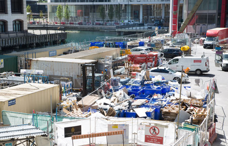 Building site in Canary Wharf, London, UK