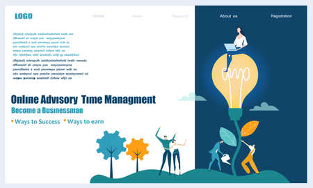 Modern flat design concept website or app page. Financial services, banking, strategic planning, development, business solutions, consulting, market research, teamwork, data analyse, support, securityのイラスト素材