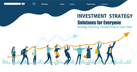 Flat design website or app page template. Financial services, banking, strategic planning,...