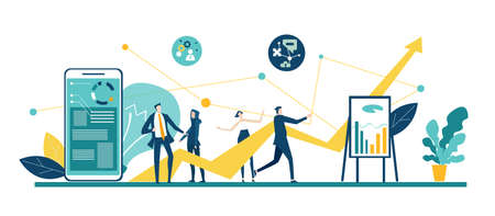 Successful business people having a meeting. Deal negotiation, discussing a project, developing new business and support. Business concept illustrationのイラスト素材