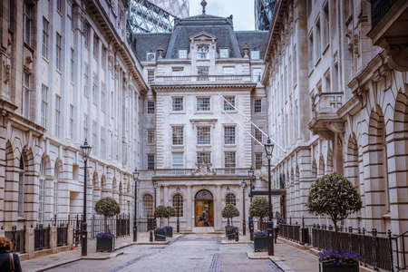 London, UK - April 25, 2019: City of London, old office inner yard St. Helens's Place. Architecture of Victorian timeのeditorial素材