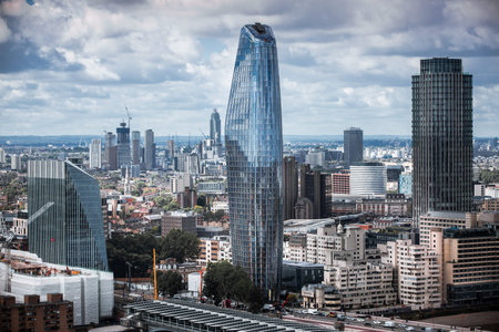 City of London view, business and office area, with skyscrapers, banks and international companies....