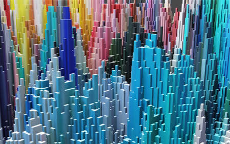 Sci - Fi, Voxel colourful abstract background Business  and technology concept. Illuminated cubes 3D render. Business  and technology concept backgroundの写真素材