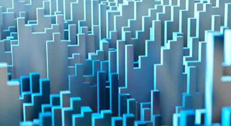 Sci - Fi, Voxel colourful abstract background Business  and technology concept. Illuminated cubes 3D...