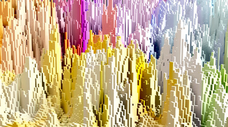 Sci - Fi, Voxel colourful abstract background Business  and technology concept. Illuminated cubes 3D...