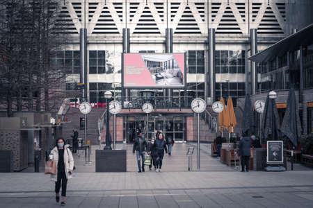 London, UK - 5 February, 2021: Empty City of London streets, no people, no traffic. London during national lockdown timeのeditorial素材