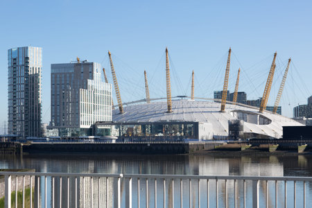 London, UK - April 26, 2019: New residential development at Canary Wharf, building site with cranes,...