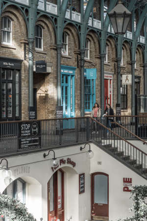 London, UK - February 23, 2021: Covent Garden a shopping and entertainment hub in London's West End. Covent Garden closed and empty due to Covid 19 national lockdown.のeditorial素材