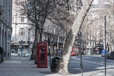 London, UK - 23 February, 2021: Strand in the City of Westminster, Central London. Empty streets City of London during national lockdown. Covid restのeditorial素材