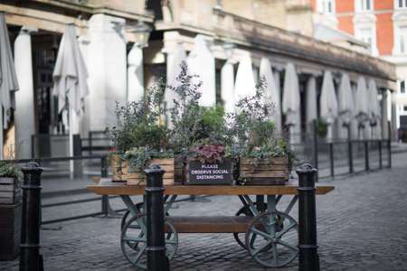 London, UK - February 23, 2021: Covent Garden a shopping and entertainment hub in London's West End. Covent Garden closed and empty due to Covid 19 national lockdown.のeditorial素材