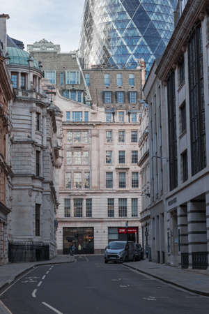 London, UK - 23 February, 2021: City o London empty streets during national Covid lockdown. Covid restrictions, social distancing.のeditorial素材