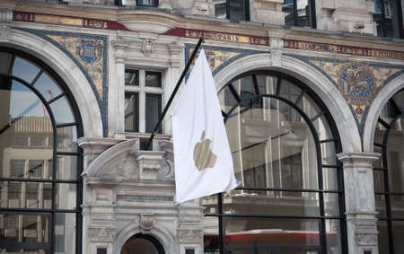 London, UK - 23 February, 2021: Apple store flag at Regent street.のeditorial素材