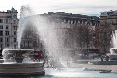 London, UK - February 23, 2021: National gallery museum at Trafalgar Square view during  Covid-19 lockdown. No people, empty streets of Londonのeditorial素材