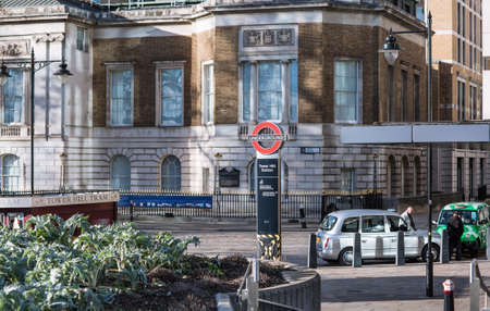 London, UK - February 23, 2021: Tower of London tube station during national Covid 19 lockdownのeditorial素材