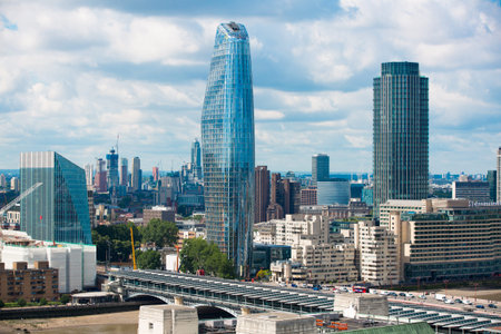 London, UK - 25 April, 2020: City of london view, business and banking district with modern...