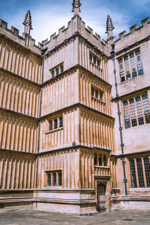 Oxford, UK - June 2, 2021: Oxford university, Divinity school and Bodleian library yard.のeditorial素材