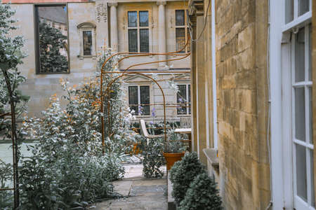 Oxford, UK - June 2, 2021:  Lincoln college inner garden. Oxford University buildings.のeditorial素材
