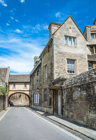 Oxford, UK - June2, 2021: Queens lane and old colleges walls, Oxford university buildingsのeditorial素材