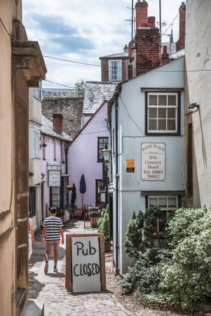 Oxford, UK - June2, 2021: Holywell st and old houses of Oxford university. Uni accommodation