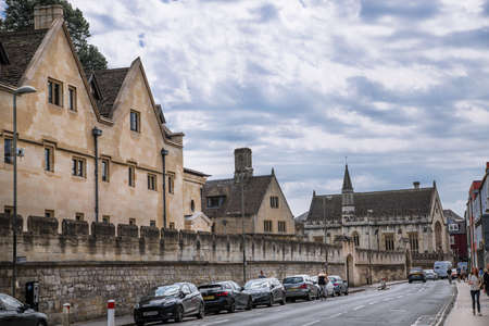 Oxford, UK - June2, 2021: Holywell st and old houses of Oxford university. Uni accommodationのeditorial素材