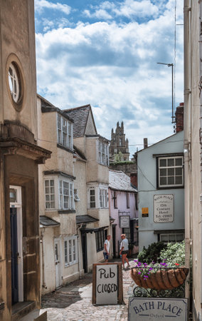 Oxford, UK - June2, 2021: Holywell st and old houses of Oxford university. Uni accommodationのeditorial素材