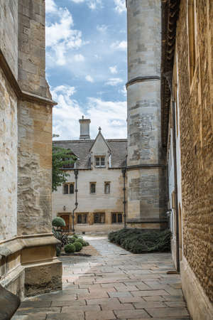 Oxford, UK - June2, 2021: Magdalen college (1458). Inner yard and campus buildings. Oxford Universityのeditorial素材