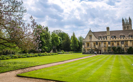 Oxford, UK - June2, 2021: Magdalen college (1458). Inner yard and campus buildings. Oxford Universityのeditorial素材