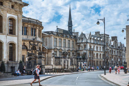 Oxford, UK - June2, 2021: Oxford University buildings at  Broad streetのeditorial素材