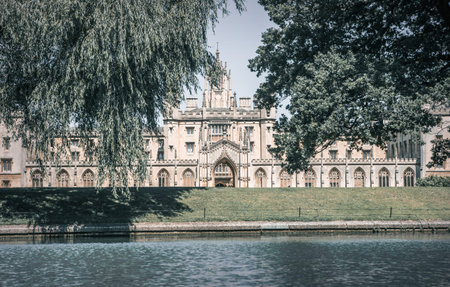 Cambridge, UK - July 16, 2021:River Cam and old colleges of Cambridge university