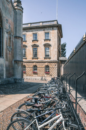 Cambridge, UK - July 16, 2021: St Johns college buildings, with King's chapel view. Cambridge universityのeditorial素材