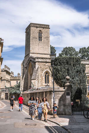 Oxford, UK - June2, 2021: Queens lane and old colleges walls, Oxford university buildingsのeditorial素材