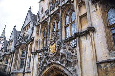 Oxford, UK - June2, 2021: Queens lane and old colleges walls, Oxford university buildingsのeditorial素材