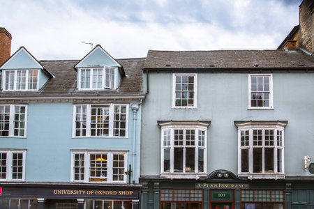 Oxford, UK - June2, 2021: Queens lane and old colleges walls, Oxford university buildings