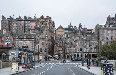 Edinburg, UK - August 23, 2021: Edinburg  old town entrance from the Central train stationのeditorial素材