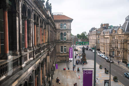 Edinburg, UK - August 23, 2021: National history museum building  and museum's square view  with walking  peopleのeditorial素材