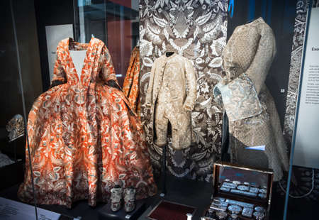 Edinburg, UK - August 23, 2021: National history museum interior. Historical clothesのeditorial素材