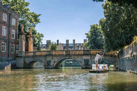 Cambridge, UK - July 16, 2021: River Cam and  Clare bridgeのeditorial素材