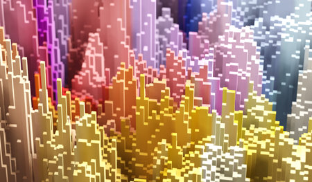 3D rendering cubes. Sci - Fi, Voxel colourful abstract background Business and technology concept...